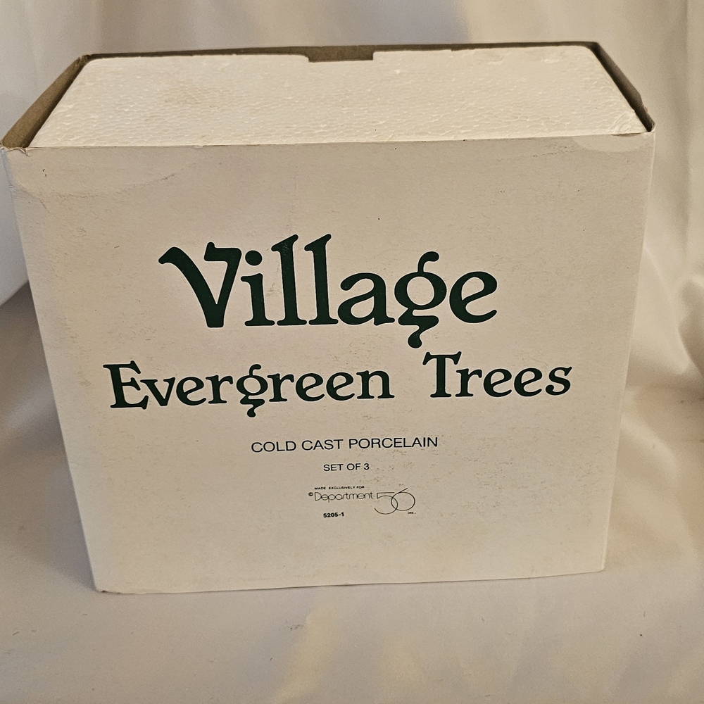 Department 56 Village Evergreen Trees Set - Green and White